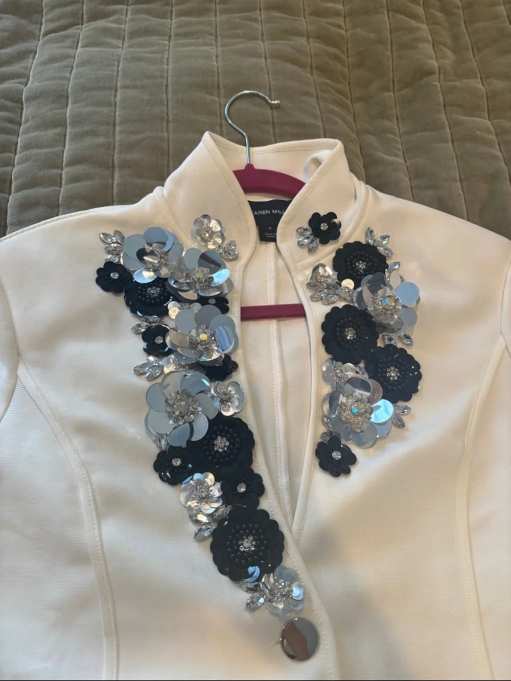 Karen Millen White Embellished Floral Appliqué Jacket - Picture 11 of 16